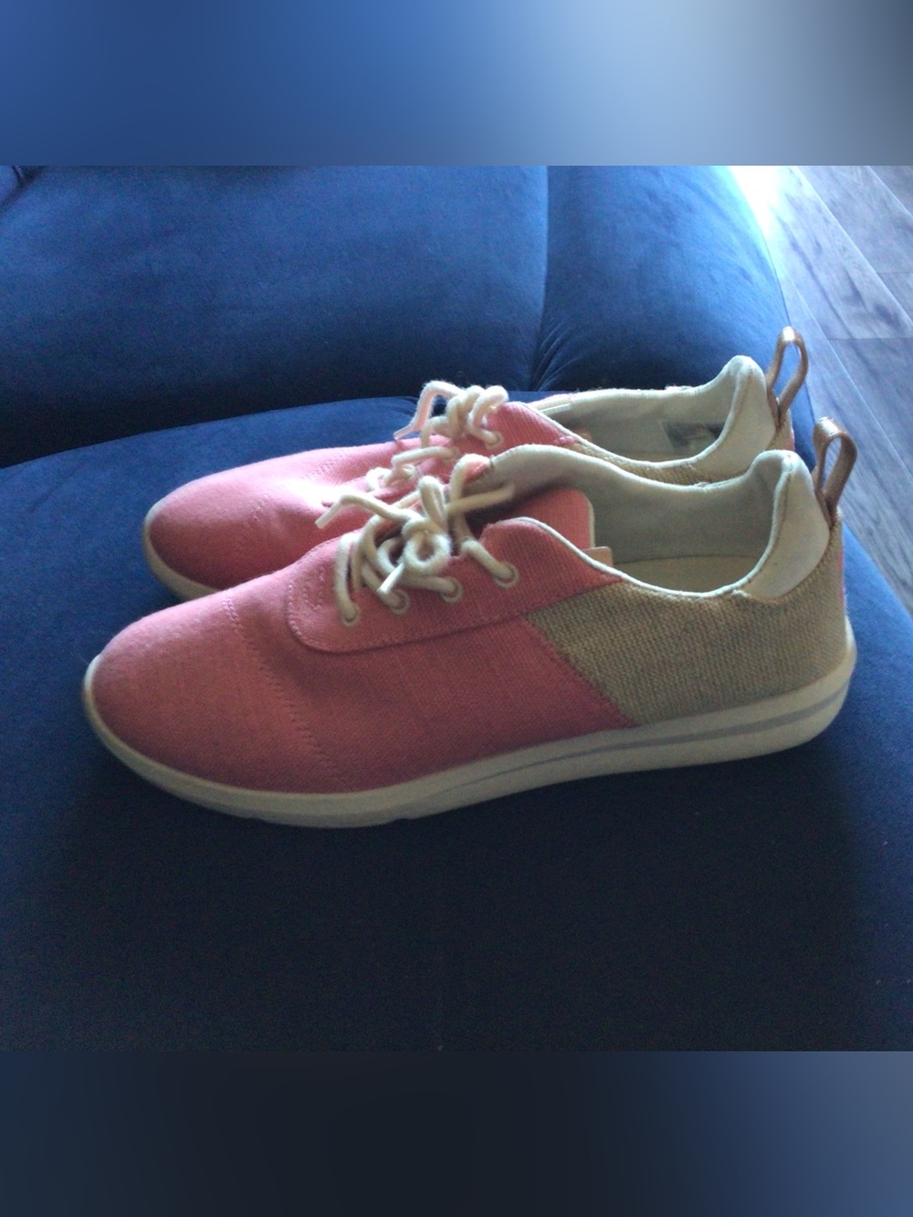 Toms Coral Pink and Beige Canvas Sneakers
